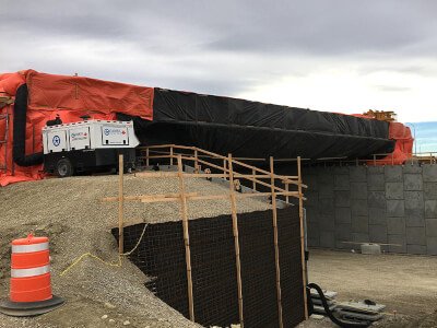 bridge construction using cahill heater to cure concrete