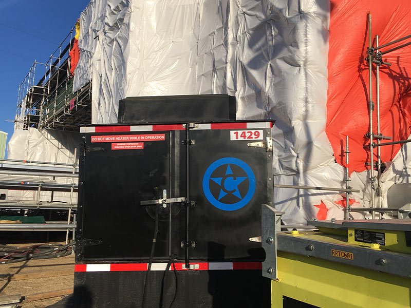 Temporary diesel flameless heater used for heat hoarding