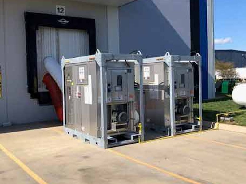 Two units set up outside a building